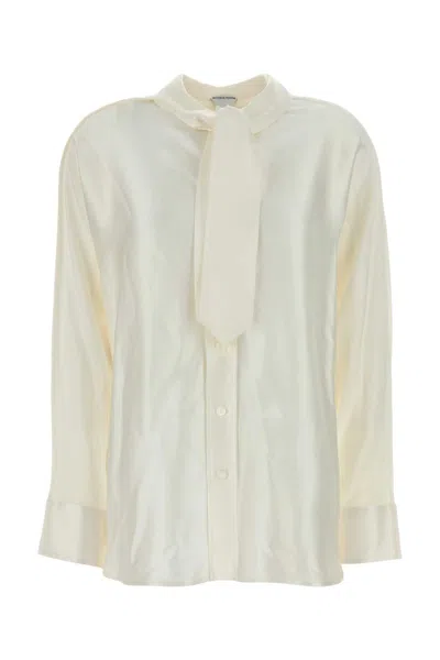 Bottega Veneta Silk Shirt Tie Neck Long Sleeves In White