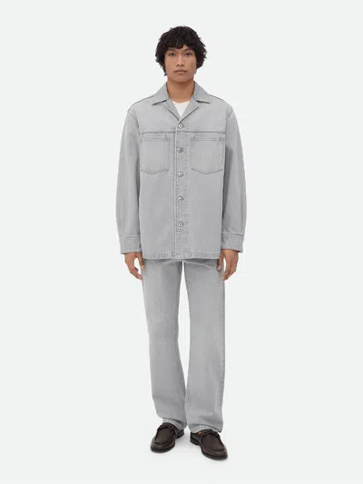 Bottega Veneta Light Grey Washed Denim Shirt In Multicolor