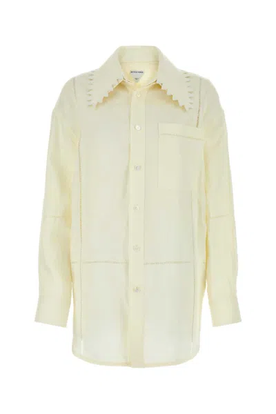 Bottega Veneta Cream Linen Shirt In Yellow