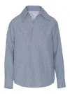 Bottega Veneta Cotton And Linen Blouse In Blue