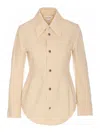 Bottega Veneta Long Sleeves Pointed Collar Jacket With Front Pocket In Yellow