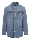 Bottega Veneta Denim Shirt With Flap Pockets And Contrasting Stitching In Black