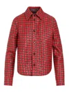 Bottega Veneta Two-tone Intrecciato Leather Shirt In Red