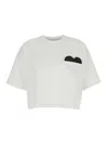 Bottega Veneta White Cropped T-shirt With Heart Detail On The Pocket In Cotton Woman In White