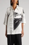 Bottega Veneta Campaign Print Oversize Silk Button-up Shirt In Neutral