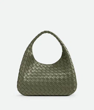Bottega Veneta Medium Leather Intrecciato Campana Shoulder Bag In Green
