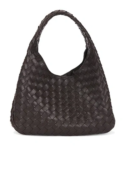 Bottega Veneta Women Campana Leather Shoulder Bag With Intrecciato Motif In Brown