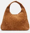 Bottega Veneta Campana Intrecciato Large Suede Shoulder Bag In Brown