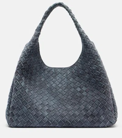 Bottega Veneta Campana Intrecciato Large Suede Tote Bag In Gray