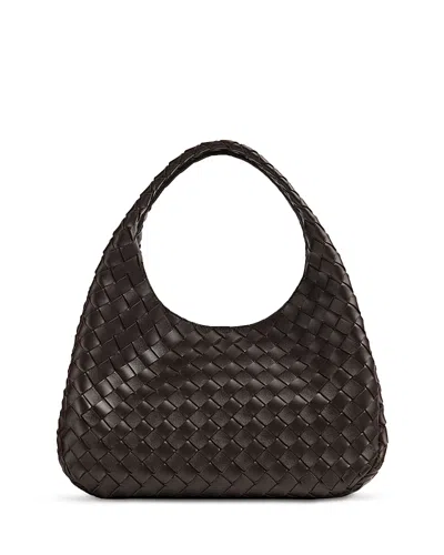 Bottega Veneta Campana Intrecciato Leather Shoulder Bag In Brown