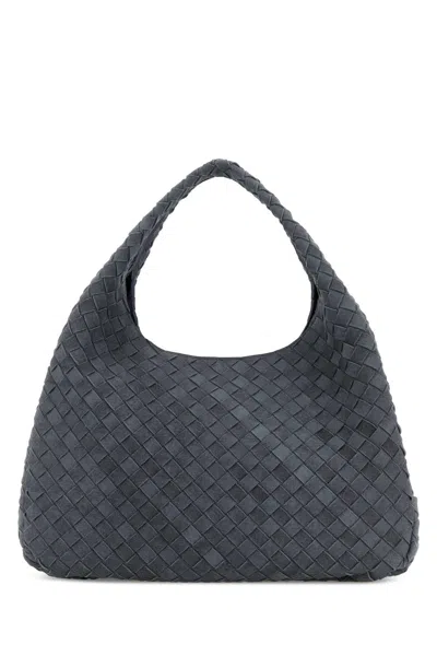 Bottega Veneta Large Campana Intrecciato Suede Tote Bag In Gray