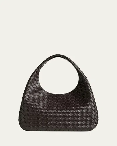 Bottega Veneta Campana Large Leather Shoulder Bag In Brown