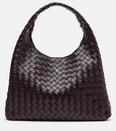 Bottega Veneta Campana Large Leather Shoulder Bag In Burgundy