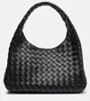 Bottega Veneta Campana Intrecciato Leather Shoulder Bag In Black