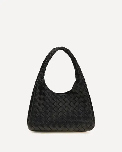 Bottega Veneta Small Leather Intrecciato Campana Shoulder Bag In Black