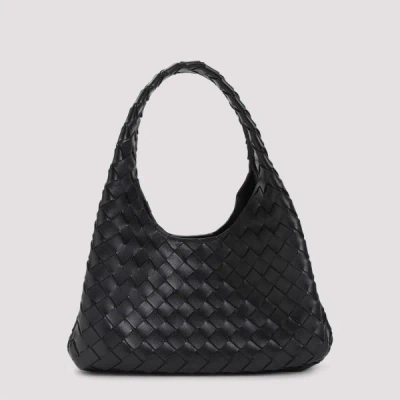 Bottega Veneta Small Leather Intrecciato Campana Shoulder Bag In Black