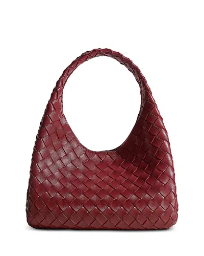 Bottega Veneta Campana Small Intrecciato Leather Shoulder Bag In Red