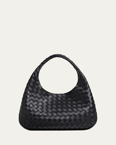 Bottega Veneta Campana Small Leather Shoulder Bag In Black