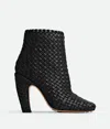 Bottega Veneta Dark Brown Leather Atomic Ankle Boots In Black