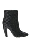 Bottega Veneta Dark Brown Leather Atomic Ankle Boots In Black