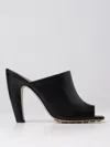 Bottega Veneta High Heel Leather Mule Sandals Black In Black