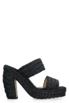 Bottega Veneta Black Raffia Heels In Black