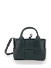 Bottega Veneta 'candy Arco' Dark Green Handbag With Intreccio Motif In Leather Woman In Multicolor