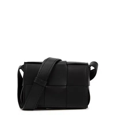 Bottega Veneta Candy Cassette Intrecciato Mini Leather Cross-body Bag In Black