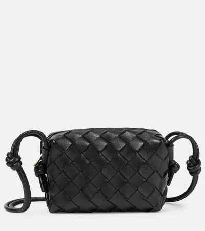 Bottega Veneta Candy Loop Leather Shoulder Bag In Black-gold
