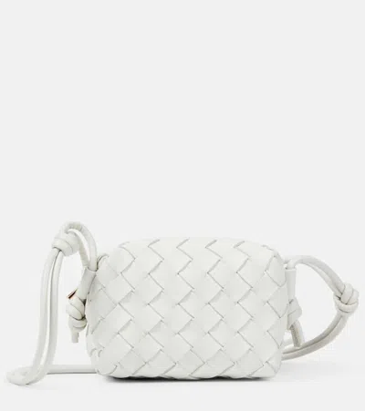 Bottega Veneta Loop Mini Intrecciato Leather Cross-body Bag In White