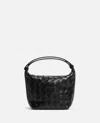 Bottega Veneta Black-gold Wallace Micro Leather Hobo Bag In Black