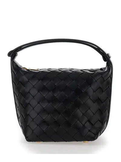Bottega Veneta 'candy Wallace' Black Handbag With Intrecciato Motif In Leather Woman
