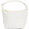 Bottega Veneta Candy Wallace Intrecciato Handheld Pouch In White/gold
