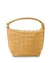 Bottega Veneta Candy Wallace Intreccio Leather Pouch In Dark Praline-gold