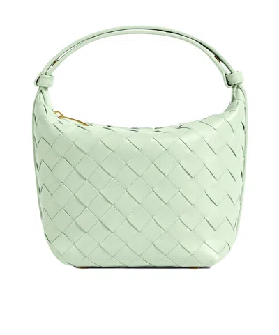 Bottega Veneta Wallace Mini Leather Shoulder Bag In Glacier/gold