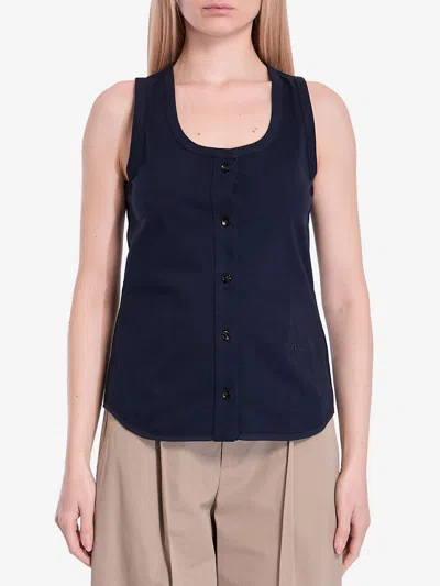 Bottega Veneta Tank Top With Buttons In Blue