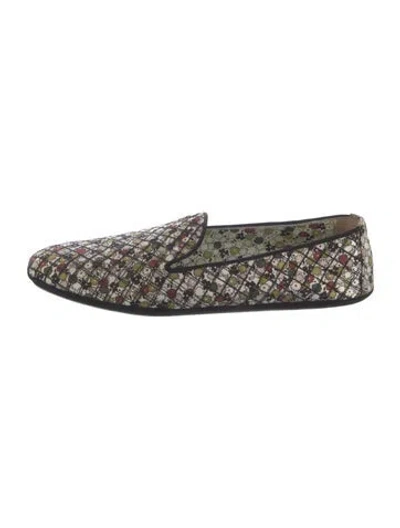 Pre-owned Bottega Veneta Canvas Floral Print Loafers In White