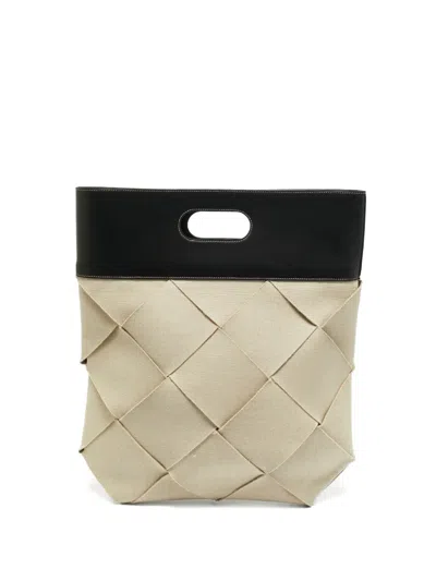 Pre-owned Bottega Veneta Canvas Leather Tote Bag In Neutral