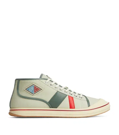 Bottega Veneta Canvas Leather-trim Eliot Sneakers In Green