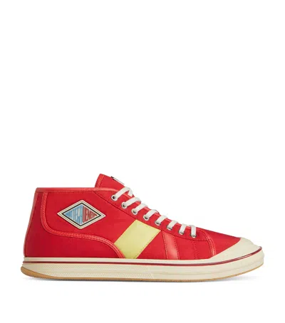 Bottega Veneta Canvas Leather-trim Eliot Sneakers In Scarlet/tomato