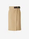 Bottega Veneta Women Cotton Midi Skirt In Intrecciato Belt Detail