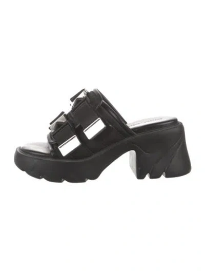 Pre-owned Bottega Veneta Canvas Slides In Black