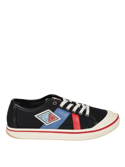 Bottega Veneta Canvas Sneakers With Geometric Accent Design In Black