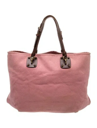 Pre-owned Bottega Veneta Canvas Tote Large In Pink