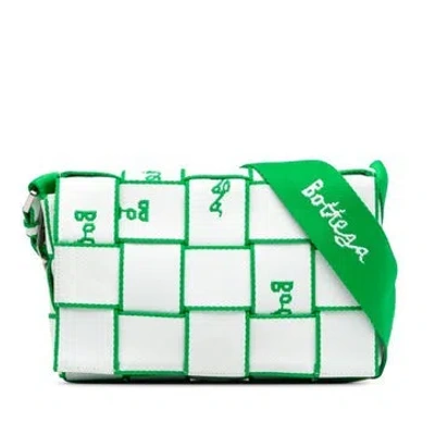 Pre-owned Bottega Veneta Canvas Webbing Cassette Maxi In White