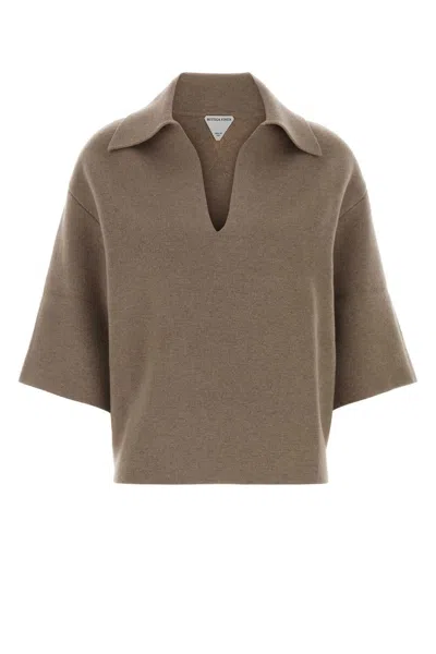 Bottega Veneta Cappuccino Cashmere Blend Polo Shirt In Multi