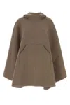 Bottega Veneta Cashmere Cape With Flared Hem And Hood In Neutral