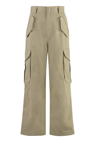 Bottega Veneta Cappuccino Cotton Blend Cargo Pant In Beige