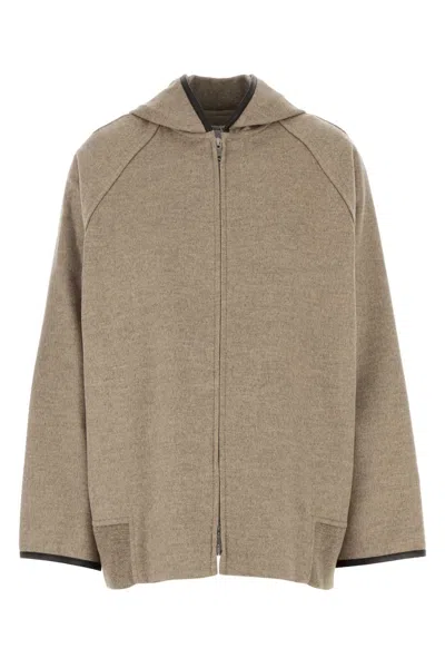Bottega Veneta Cappuccino Wool Blend Jacket In Brown