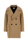 Bottega Veneta Beige Double Breasted Over Coat In Biscuitmelange